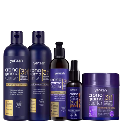 Imagem do produto Kit Yenzah Cronograma Capilar 3 em 1 Pós-Química Reconstrói (5 Produtos)