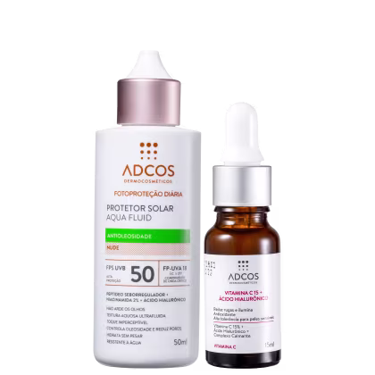 Imagem do produto Kit Adcos Fotoproteção Diária Aqua Fluid Vitamina C 15 Nude (2 Produtos)