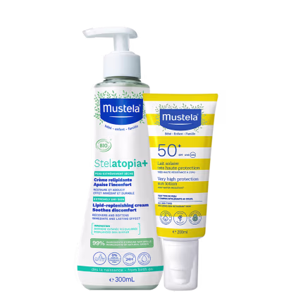 Imagem do produto Kit Mustela Protetor Solar FPS50 + Creme Stelatopia (2 Produtos)