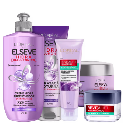 Imagem do produto Kit Beleza na Web L'Oréal Paris Revitalift Elseve Hidra (5 Produtos)