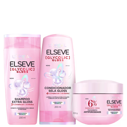 Imagem do produto Kit Elseve L’Oréal Paris Glycolic Gloss Essential Trio (3 Produtos)