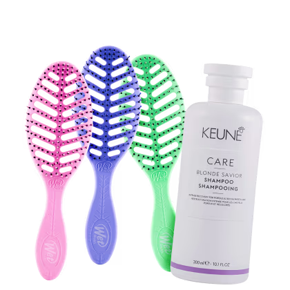 Imagem do produto Kit Beleza na Web Keune Care Blonde Savior e Wet Brush Go Green Speed Dry Clean (4 Produtos)