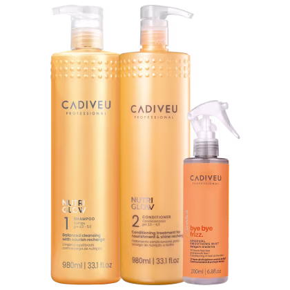 Imagem do produto Kit Cadiveu Professional Nutriglow Bye Bye Frizz Care Essential Salon (3 Produtos)
