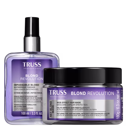 Kit com máscara e finalizador Blond Revolution da marca TRUSS.