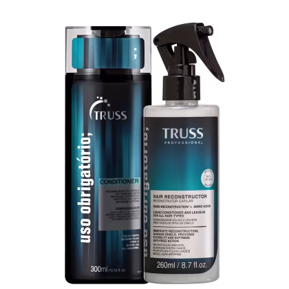 Kit TRUSS com:

Truss Uso Obrigatório - Condicionador 300ml
Truss Uso Obrigatório - Tratamento Líquido 260ml