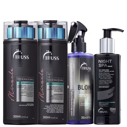 Shampoo e condicionador Miracle, Uso Obrigatório Blond e Night Spa.
