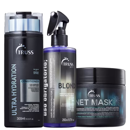 Condicionador Ultra Hydration, Uso Obrigatório Blond e Net Mask.