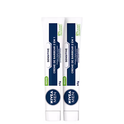 Kit NIVEA MEN com 2 unidades de Creme de Barbear Sensitive 2 em 1 de 65g cada