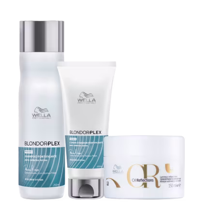 Kit Wella Professionals BlondorPlex Oil Reflections com shampoo 250ml, condicionador 200ml e máscara 150ml