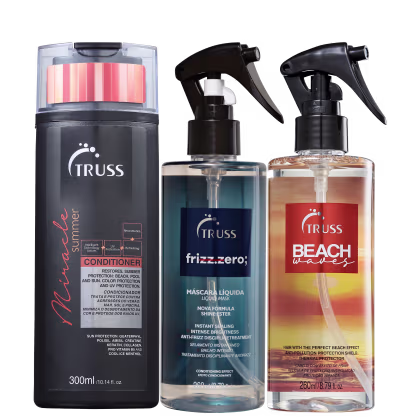 Kit TRUSS Miracle Summer + Beach Waves Duo + Frizz Zero, 3 produtos.