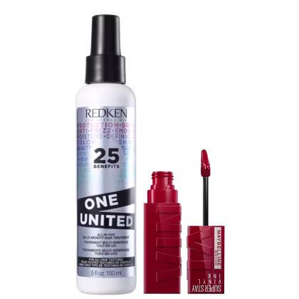 Kit Beleza na Web Redken One United + Maybelline Superstay Vinyl Ink Lippy, 2 produtos.