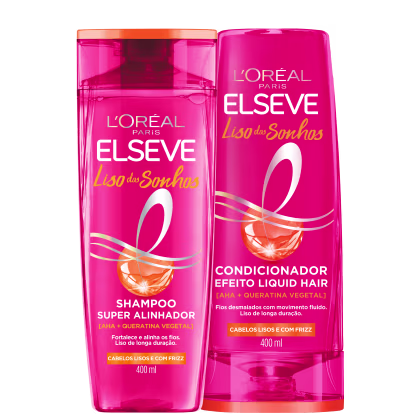 Kit com shampoo e condicionador Liso dos Sonhos, da marca Elseve.