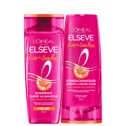 Kit com shampoo e condicionador Liso dos Sonhos, da marca Elseve.