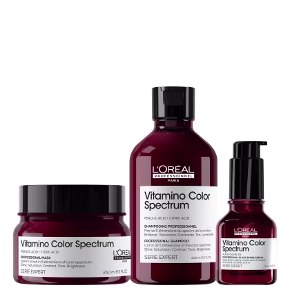 Kit L'Oréal Professionnel Vitamino Color Spectrum: Shampoo 300ml; Máscara Capilar 250ml; e Sérum Capilar 50ml