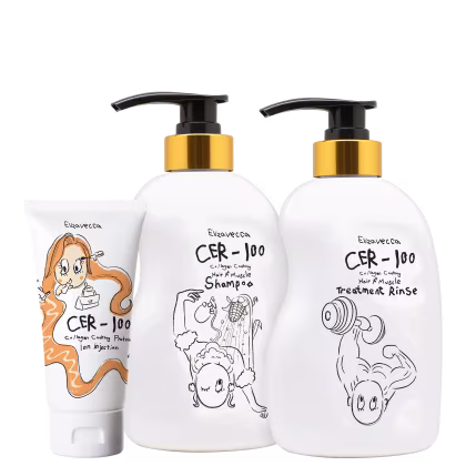 Kit Elizavecca CER-100 Collagen Coating Hair A+ Muscle + Coating Protein Ion Injection, 3 produtos.