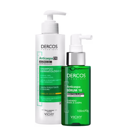 Kit Vichy Dercos Anticaspa DS para Cabelos Secos com shampoo de 300g e sérum anticaspa de 100ml