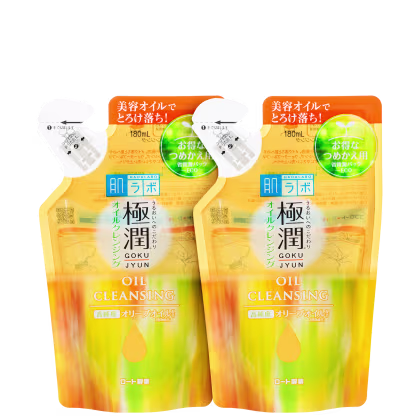 Dois frascos de 180 ml de óleo de limpeza da marca Hada Labo, versão refil.