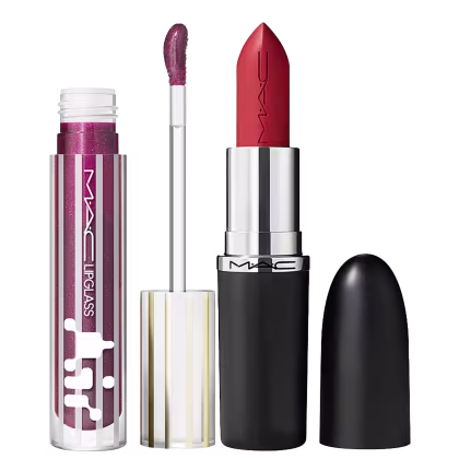 Kit M·A·C MACximal Satin Sweetheart + Lipglass Air Shade Extension Raz Dazzle, 2 produtos.