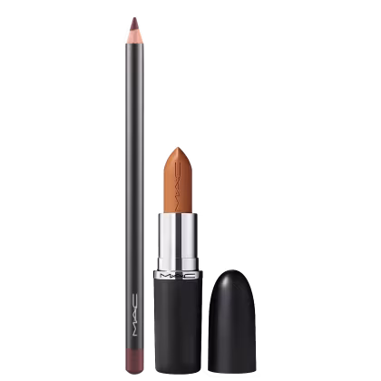 Kit M·A·C MACximal Satin Call It Cozy + Lip Pencil Chestnut, 2 produtos.