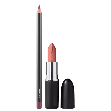 Kit M·A·C MACximal Satin Myth + Lip Pencil Plum, 2 produtos.
