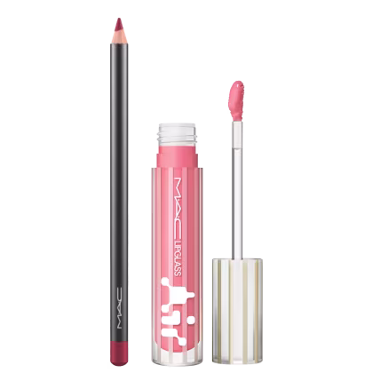Kit M.A.C Lipglass Airshine Snobbish + Lip Pencil Brick, 2 produtos.