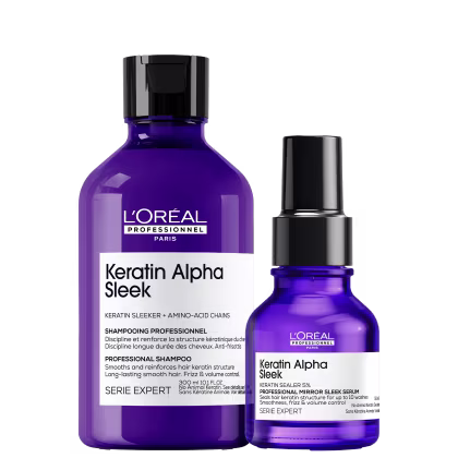 Kit L'Oréal Professionnel Keratin Alpha Sleek Duo Shine, 2 produtos.