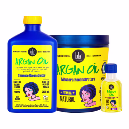 Imagem do produto Kit Lola Cosmetics Reconstru�Üo Argan Oil - Shampoo e Màscara de Reconstru�Üo e ”leo Capilar