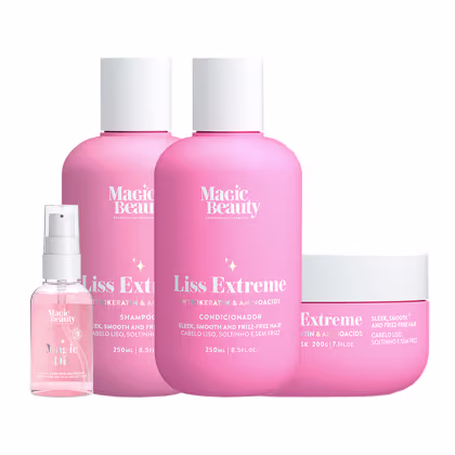 Imagem do produto KIT MAGIC BEAUTY LISS EXTREME SHAMPOO 250ML+CONDICIONADOR 250ML+MÁSCARA 200G+SÉRUM MAGIC OIL 60ML