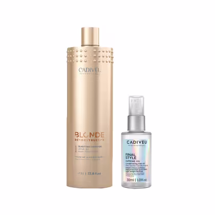 Imagem do produto KIT CADIVEU BLONDE RECONSTRUCTOR KEEPER SHAMPOO 1000ML + FINAL STYLE  ÓLEO CAPILAR 110ML