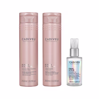 Imagem do produto KIT CADIVEU REPAIR SOLUTION SHAMPOO 250ML + CONDICIONAOR 250ML + FINAL STYLE ÓLEO CAPILAR 30ML