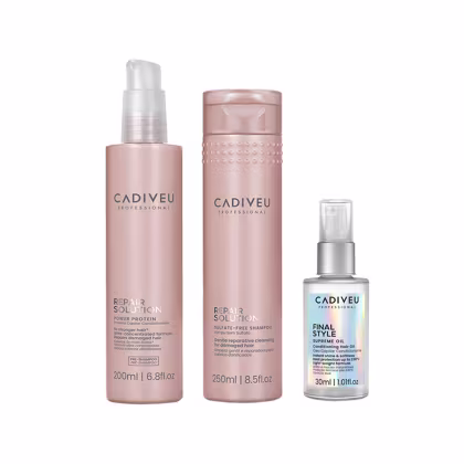 Imagem do produto KIT CADIVEU REPAIR SOLUTION SHAMPOO 250ML+PROTEÍNA CAPILAR 200ML+FINAL STYLE ÓLEO CAPILAR  30ML