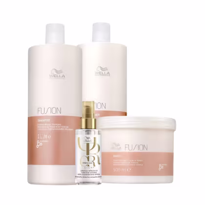 Kit Wella Professionals Fusion & Oil Reflections Light Four, 4 produtos.