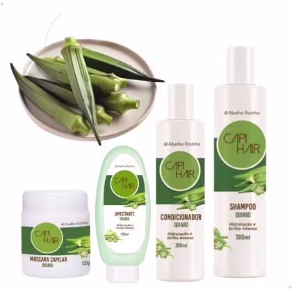 Imagem do produto Kit Completo Quiabo Capi Hair Abelha Rainha Shampoo + Condicionador + Mﾃ｡scara Capilar + Umectante 2611 + 2612 + 2613 + 2614