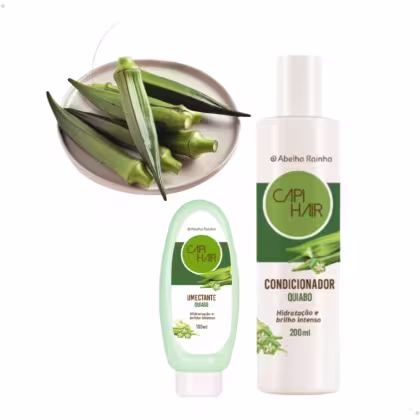 Imagem do produto Kit Condicionador e Umectante Capilar Quiabo Capi Hair Hidrataﾃｧﾃ｣o e Brilho Intenso Abelha Rainha 2612 + 2614