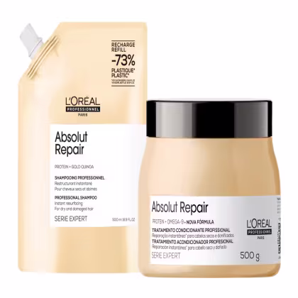 Imagem do produto Kit Absolut Repair Protein + Omega-9 L'Oréal Professionnel - Shampoo Refil 500ml + Máscara 500g