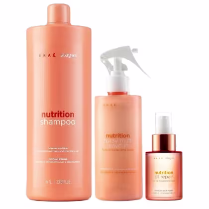 Imagem do produto Kit Braé Stages Nutrition - Shampoo 1L + Leave-in 260ml + Hair Oil 60ml