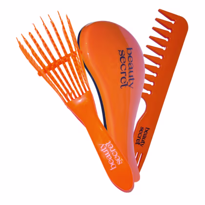 Imagem do produto Kit Escova Polvo Magica e Pente jacaré Laranja Beauty Secret