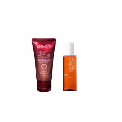 Imagem do produto Kerasys e Mise Scene (Leave in Heat Active Damage 50ml + Óleo Perfect Sérum 30ml)