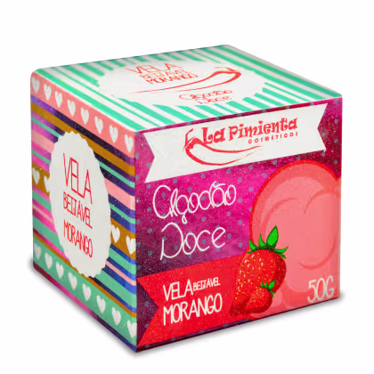 Imagem do produto Vela Beijável Algodão Doce Sabor Morango - 50g La Pimienta