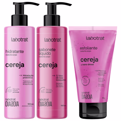 Imagem do produto Kit Sabonete Liquido + Esfoliante + Hidratante Corpo E Rosto Labotrat Cheiro De Fruta Cereja 150g