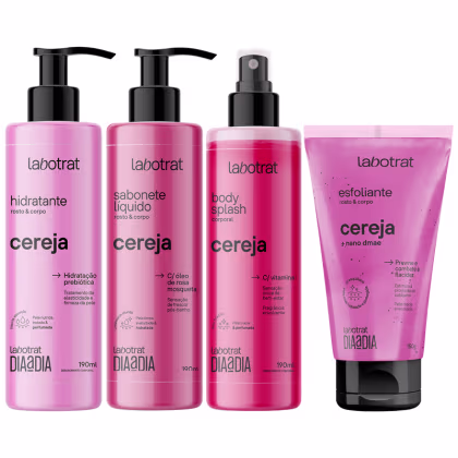 Imagem do produto Kit Banho Premium Labotrat Cereja Completo 4 Produtos C/ Body Splash Cheiro De Fruta Corpo E Rosto