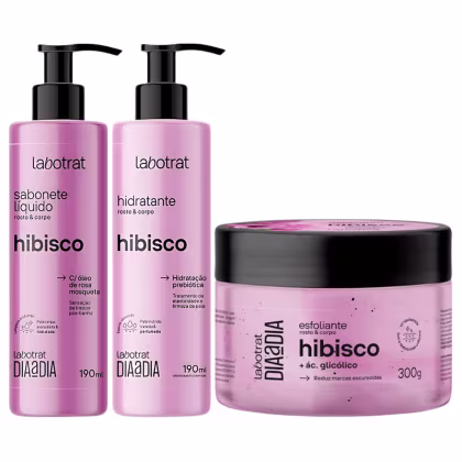 Imagem do produto Kit Sabonete Liquido + Esfoliante + Hidratante Corpo E Rosto Labotrat Cheiro De Fruta Hibisco 300g