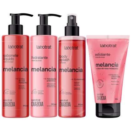 Imagem do produto Kit Banho Premium Labotrat Melancia Completo 4 Produtos C/ Body Splash Cheiro De Fruta Corpo E Rosto
