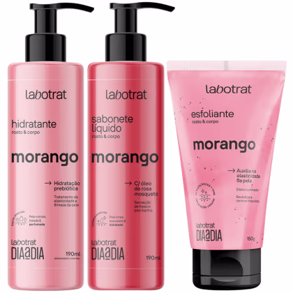 Imagem do produto Kit Sabonete Liquido + Esfoliante + Hidratante Corpo E Rosto Labotrat Cheiro De Fruta Morango 150g