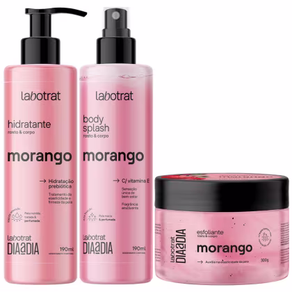 Imagem do produto Kit Body Splash + Esfoliante + Hidratante Corpo E Rosto Labotrat Cheiro De Fruta Morango 300g