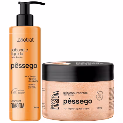 Imagem do produto Kit Sabonete Liquido + Sais Corpo E Rosto Labotrat Dia A Dia Cheiro De Fruta Pêssego 190ml