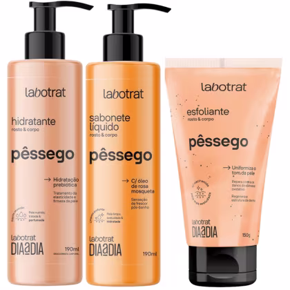 Imagem do produto Kit Sabonete Liquido + Esfoliante + Hidratante Corpo E Rosto Labotrat Cheiro De Fruta Pêssego 150g