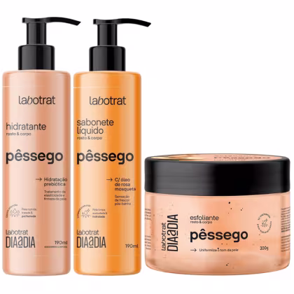 Imagem do produto Kit Sabonete Liquido + Esfoliante + Hidratante Corpo E Rosto Labotrat Cheiro De Fruta Pêssego 300g