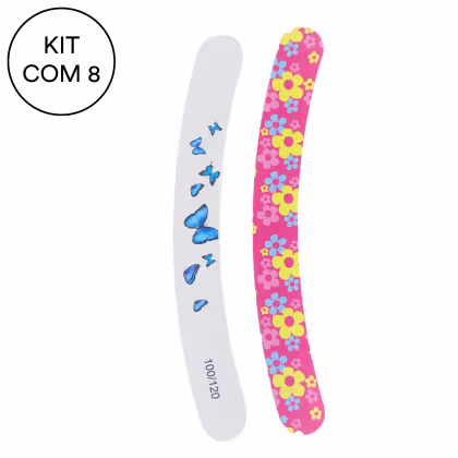 Kit NYBC Beauty Lixa de Unha Curvada Madeira & Papel, 8 unidades.