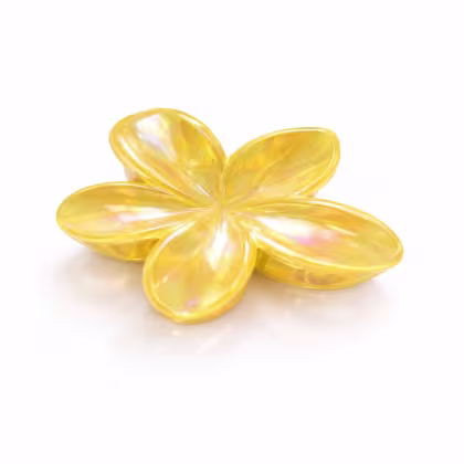 Imagem do produto Presilha Piranha Holografica Flor G Amarela